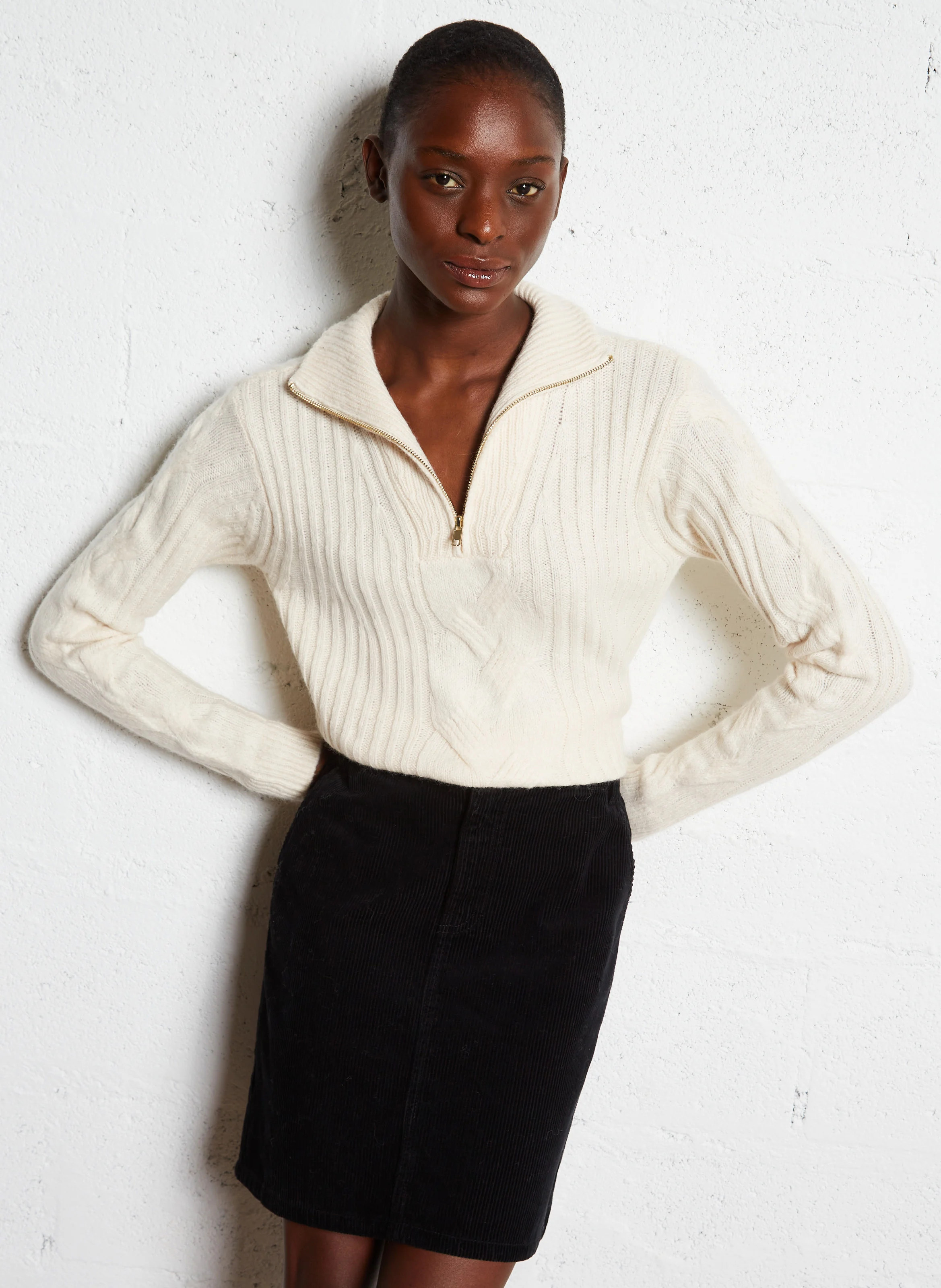 MANOU - Pull droit en maille | Blanc