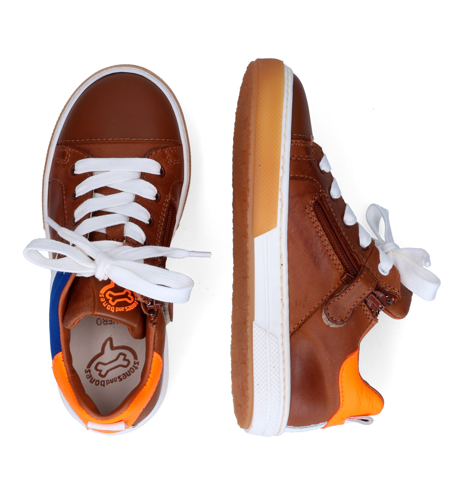 Rits/veterschoenen cognac