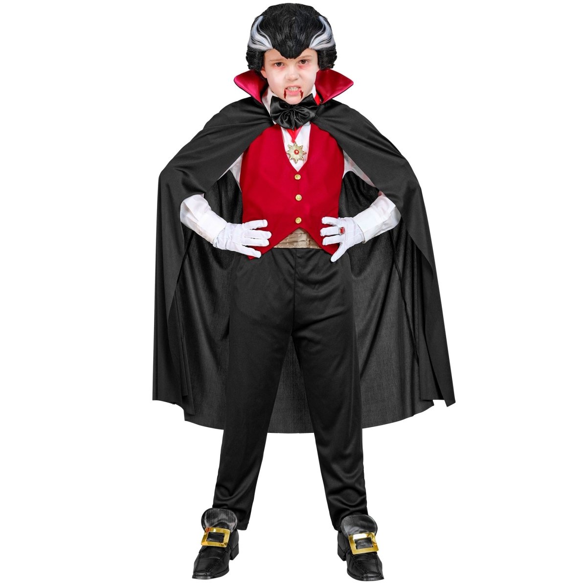 Halloween Kostuum Zwart Rood Kind Vampier 5 delig