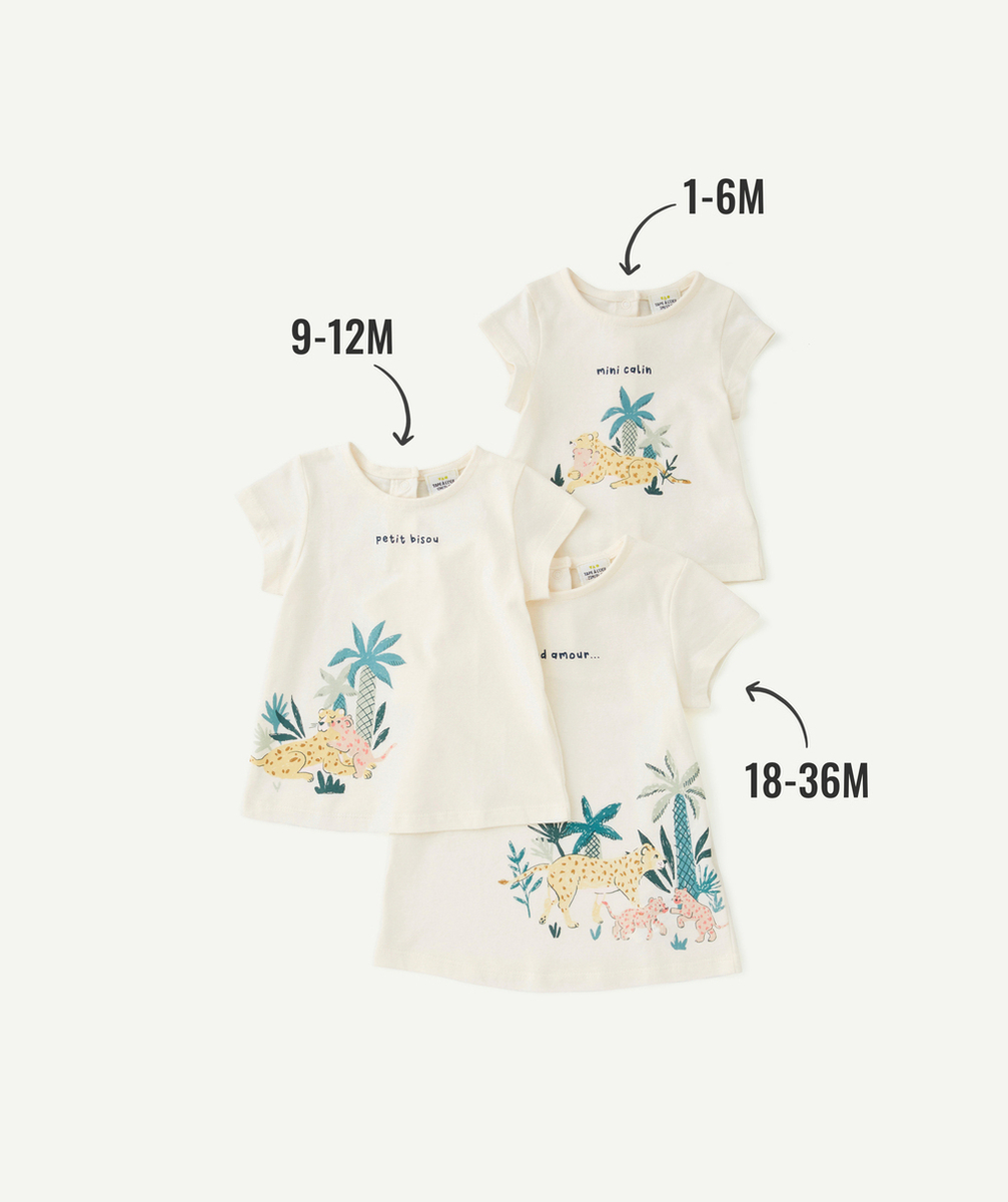 T-SHIRT ÉVOLUTIF À MANCHES COURTES BÉBÉ FILLE EN FIBRES RECYCLÉES
