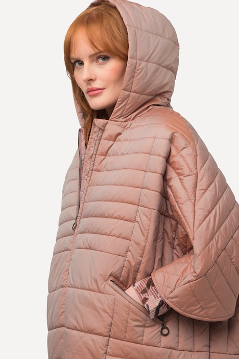 Stepp-Cape, extraweit, Kapuze, 2-Wege-Zipper, Langarm