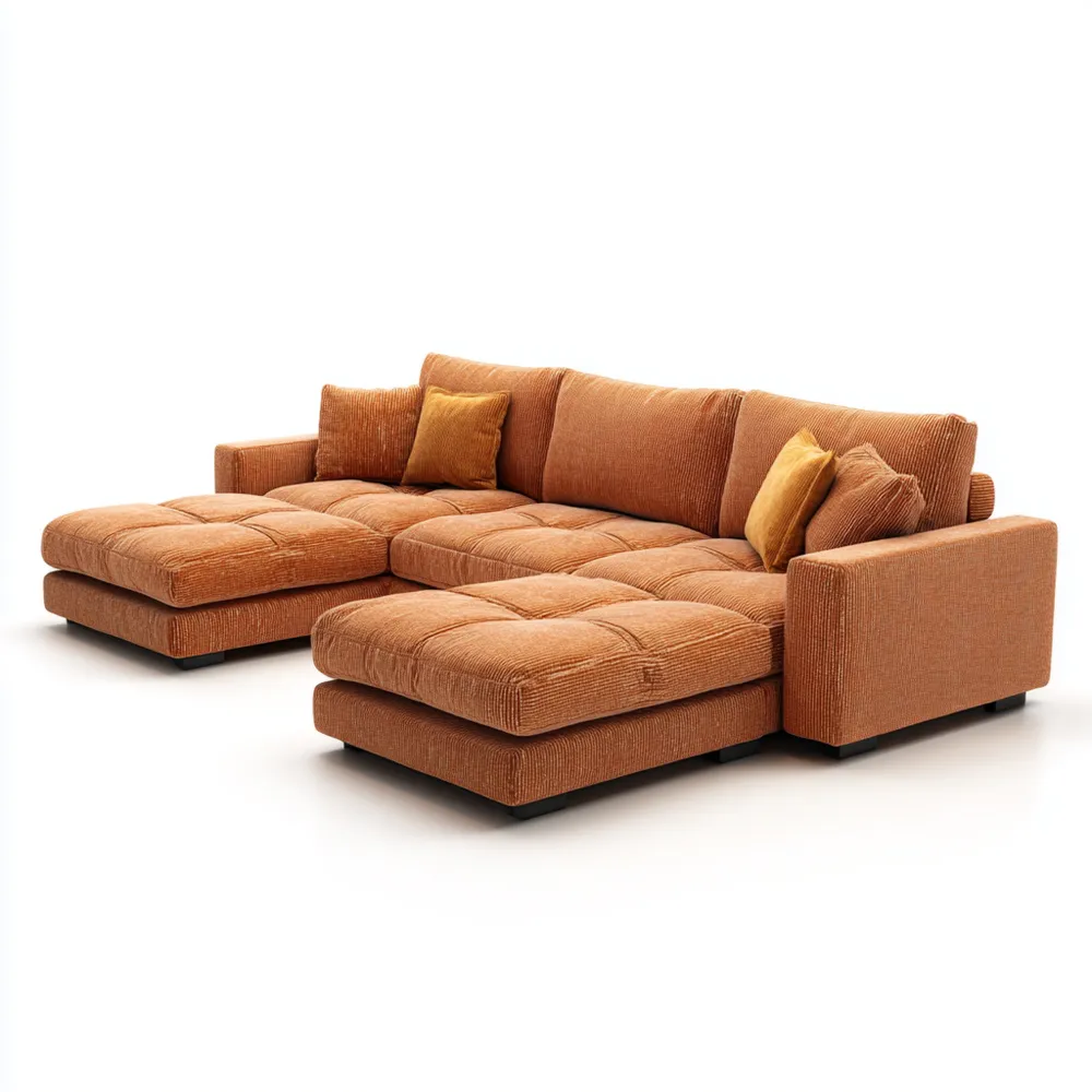 Ecksofa Cordstoff 285x160x90 cm - Orange - Modernes Design