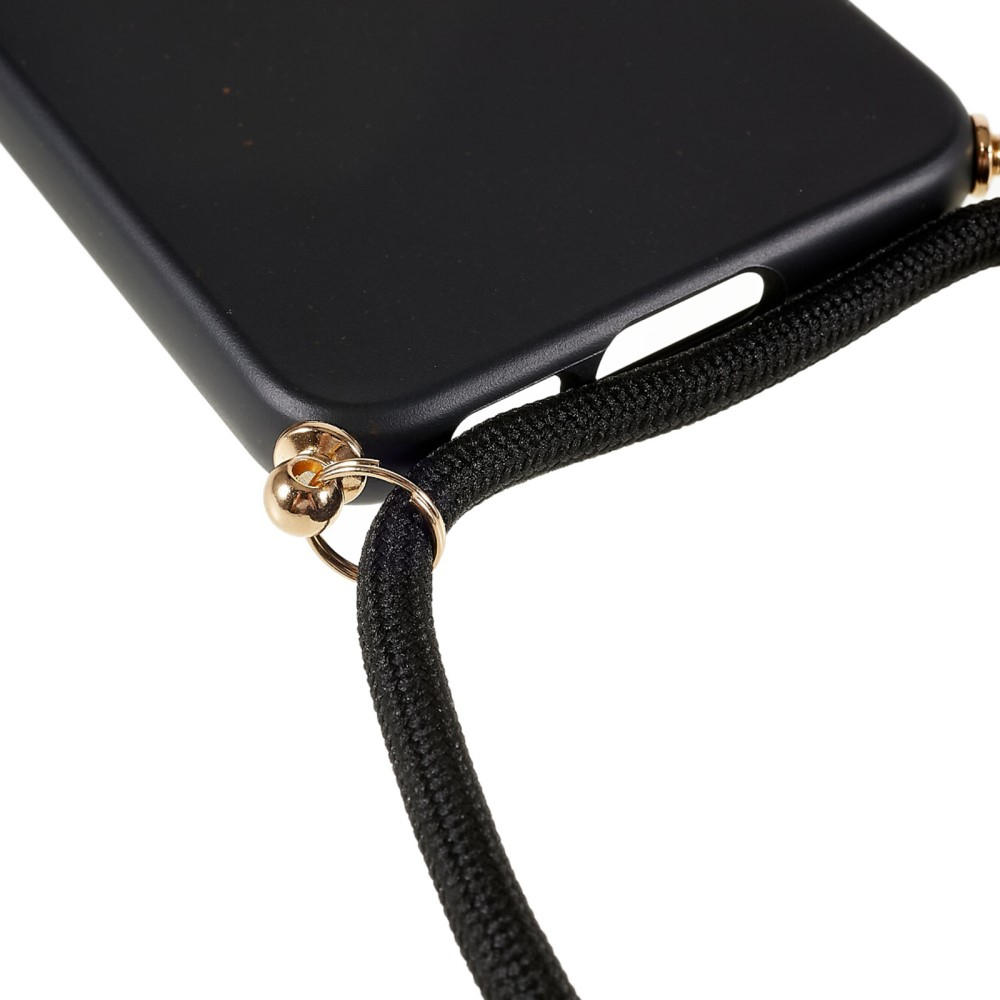 Samsung Galaxy S23 5G Necklace Bio Gummi Case Hülle Eco Friendly Nachhaltig Kompostierbar   Handykette (150cm) - Schwarz