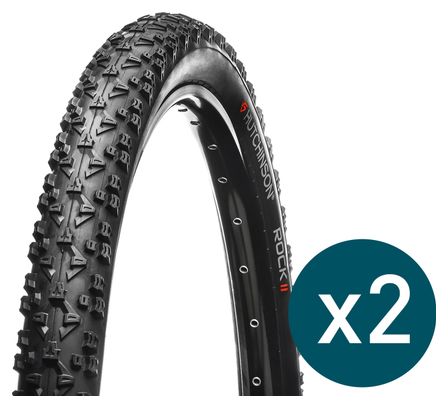Lot de 2 Pneus VTT Hutchinson Rock II 26'' Tubetype Rigide Noir