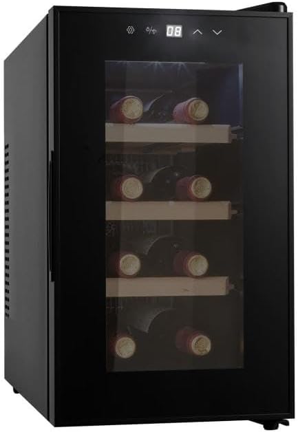 Cavin Weinkühlschrank Freistehender, Northern Collection 8 Schwarz, thermoelektrischer Weinkühlschrank, Platz für 8 Flaschen, Leise und energieeffizient, Eine verstellbare Temperaturzone