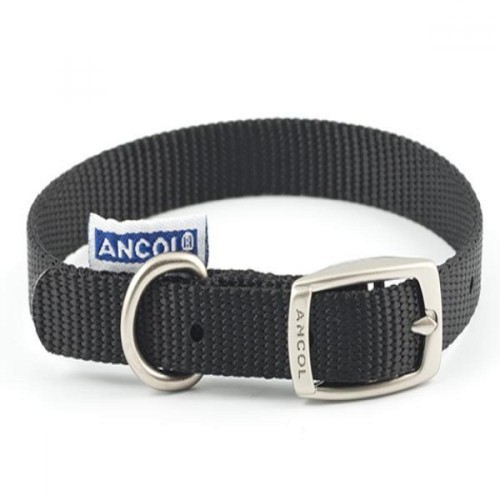 Coleira impermeável Ancol em nylon para cães, preta.