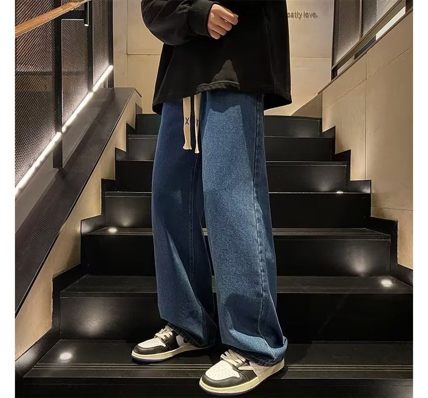 Urtishia - Jeans met trekkoord en wijde pijpen
