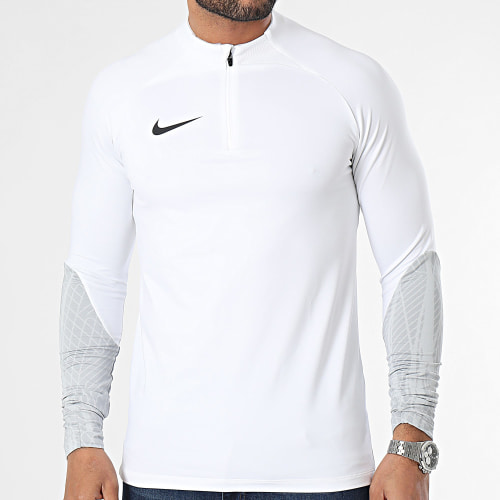 Tee Shirt Manches Longues Col Zippé DR2294 Blanc Gris
