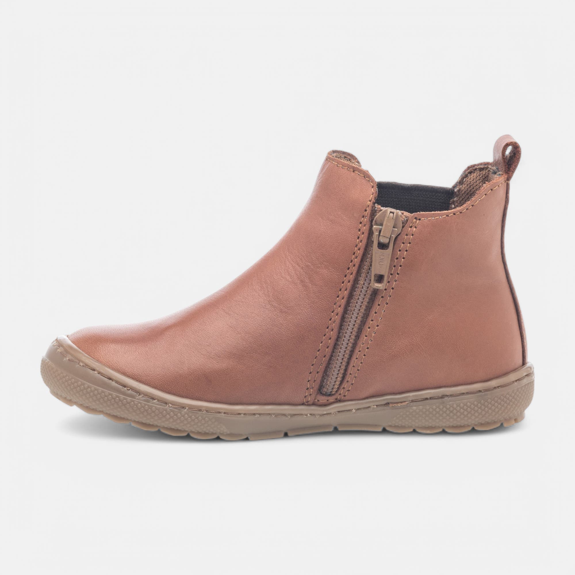 Bottines Fille en cuir cognac