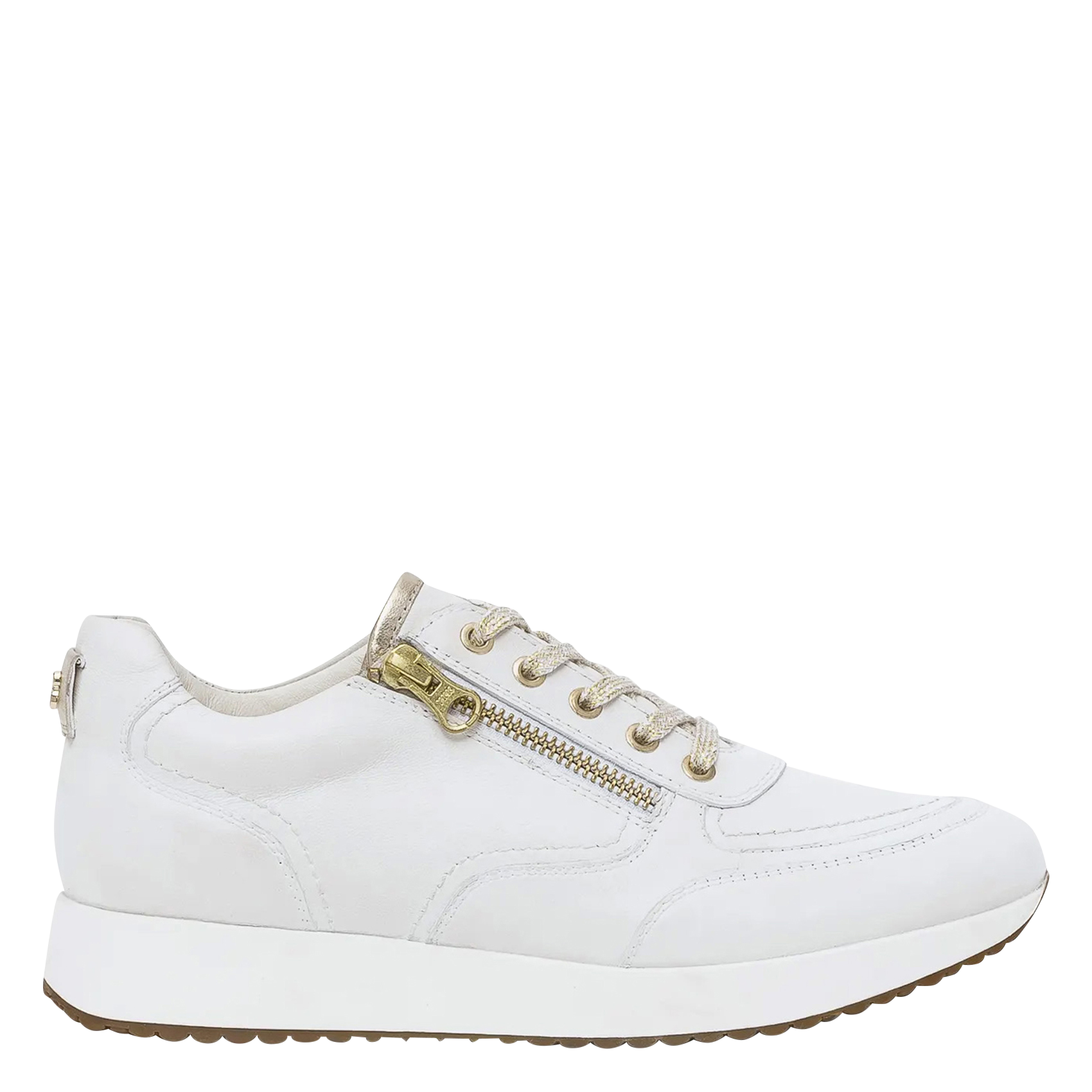 LORETE - Baskets basses zippées en cuir| Blanc