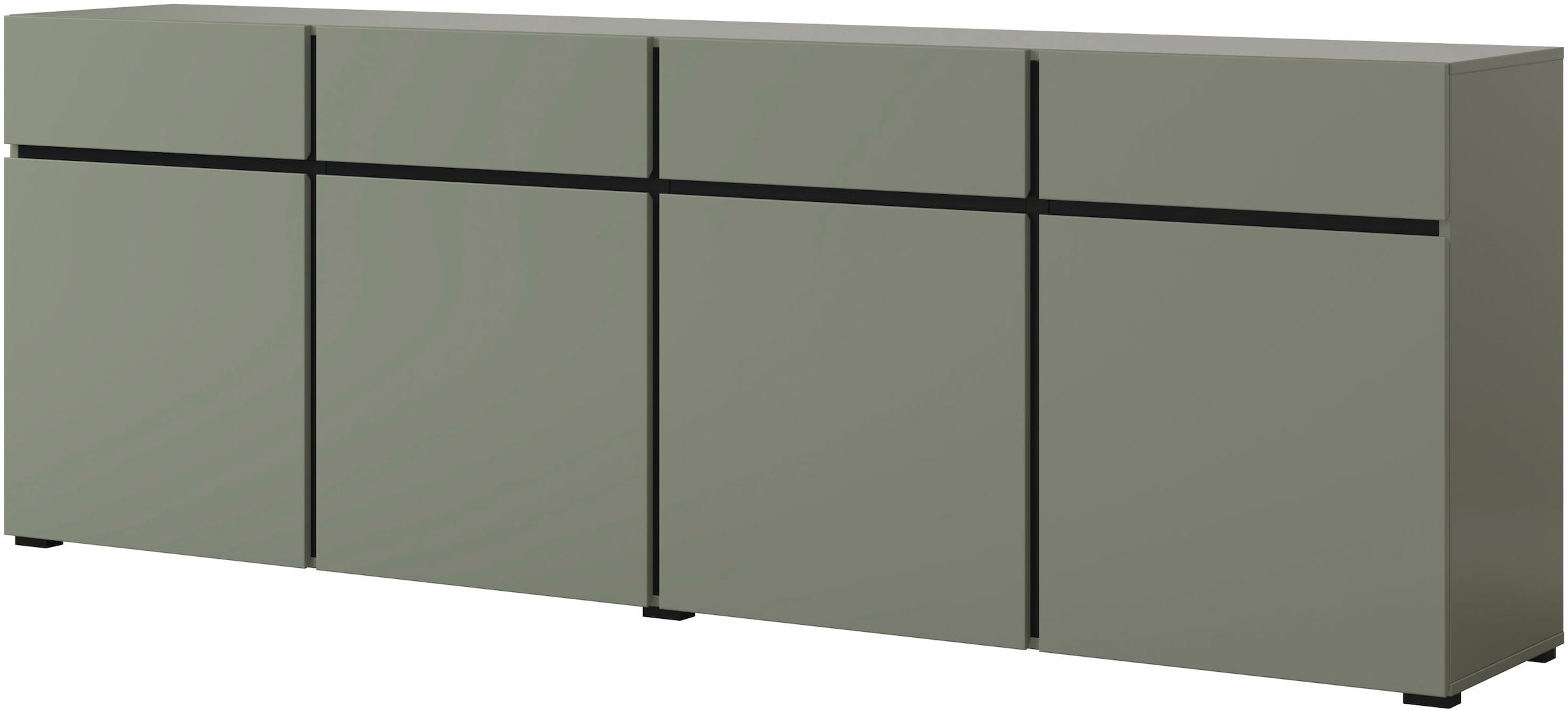 GOODproduct Sideboard »Cross,Breite 225 cm, moderne grifflose Kommode,4 Türen/4 Schubkästen« Schubladenschrank mit viel Stauraum, Einlegeböden verstellbar