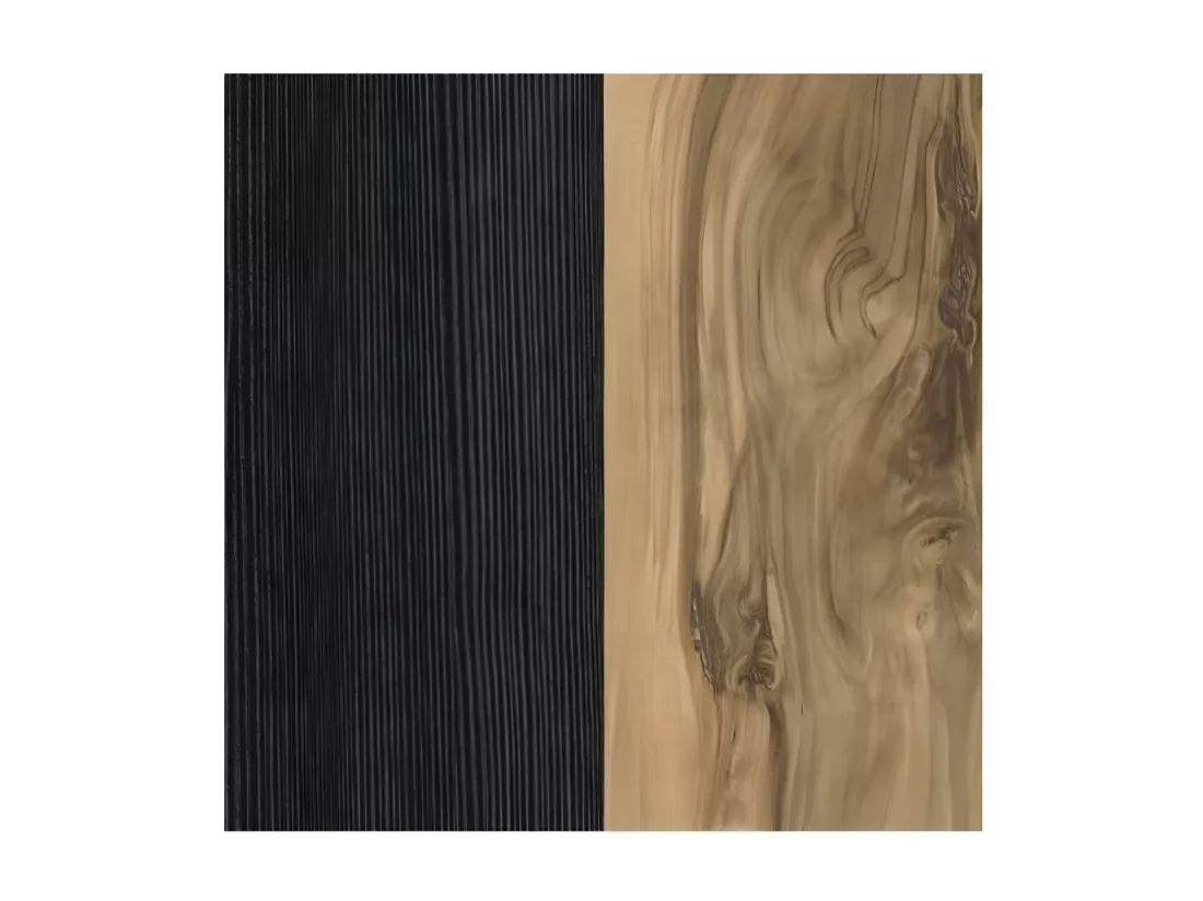 Vaisselier design 2 portes pour salon couleur noyer et noir effet bois. collection SANTIAGO.
