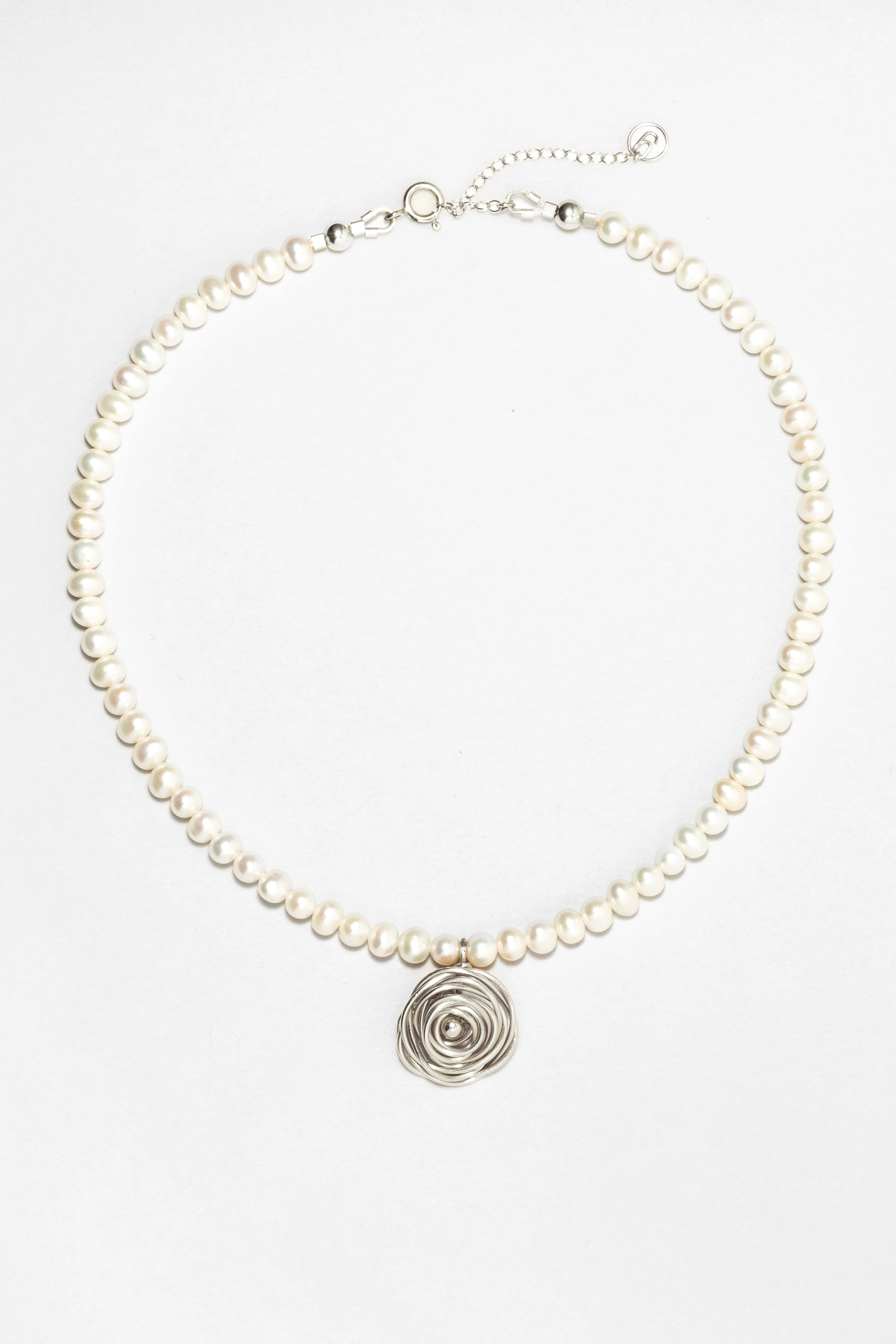 Ras de cou rosa - argent perle de culture | Blanc