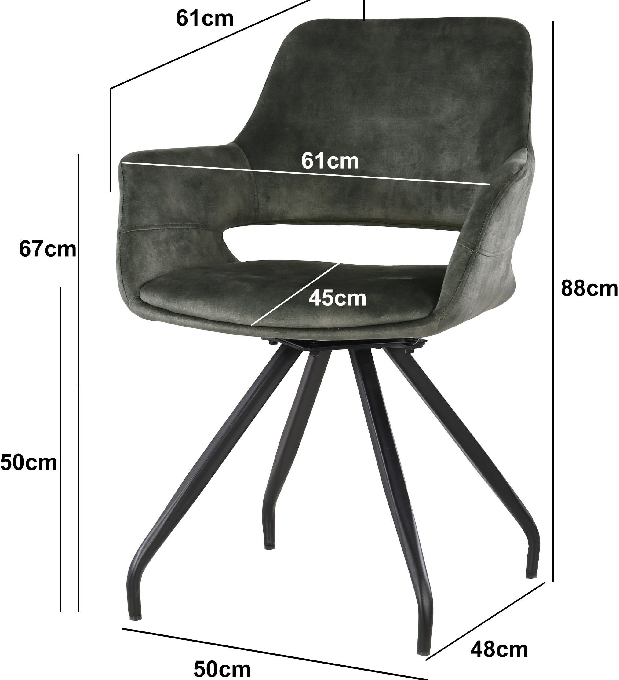 Eetkamerstoel Olive Velvet Capp B61 x D61 cm