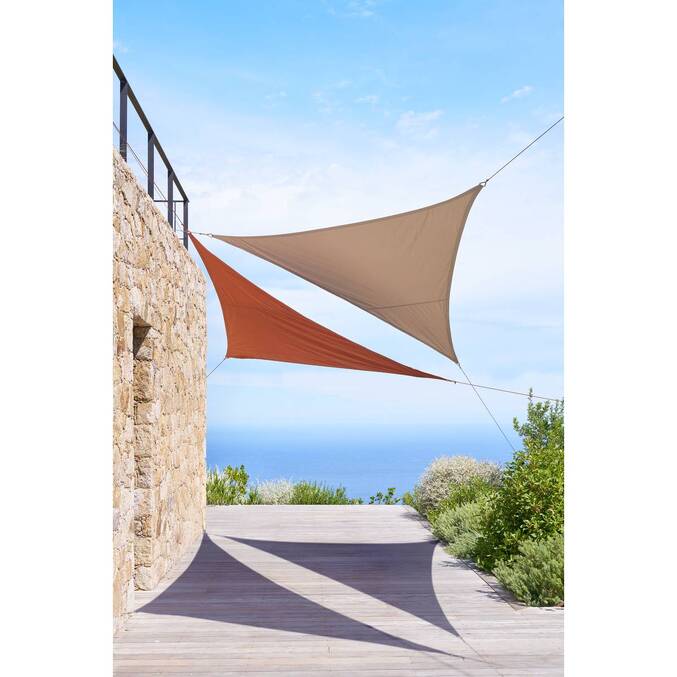 Voile d'ombrage triangulaire ELYORA Café