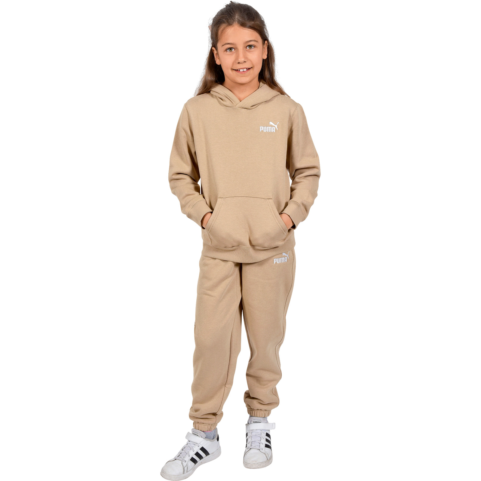 Puma Kinder-Hoddie ESS+ Embroidery FL hellbraun, 128