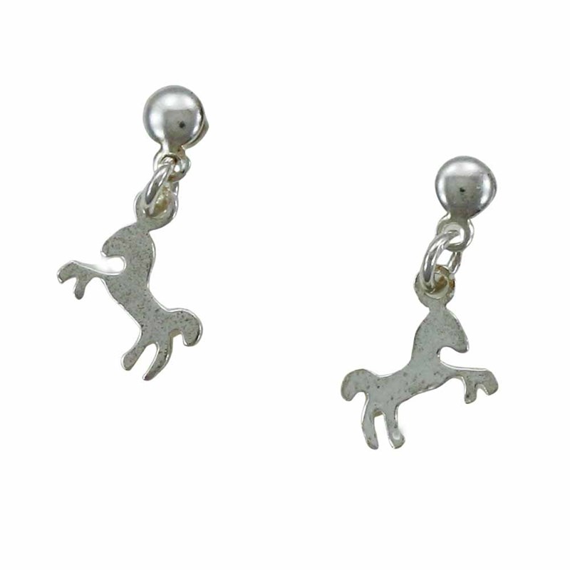 Boucles d'oreilles cheval cabré pendantes - Argent massif
