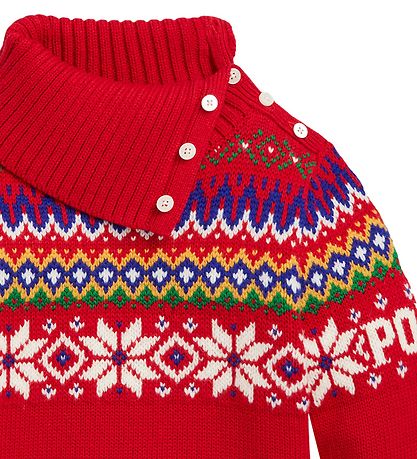 Polo Ralph Lauren Bluse - Baumwolle/Wolle - Fair Isle - Rot m. M