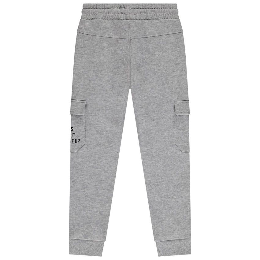 Jogging molleton à poches et message printé pour garçon - Gris chiné