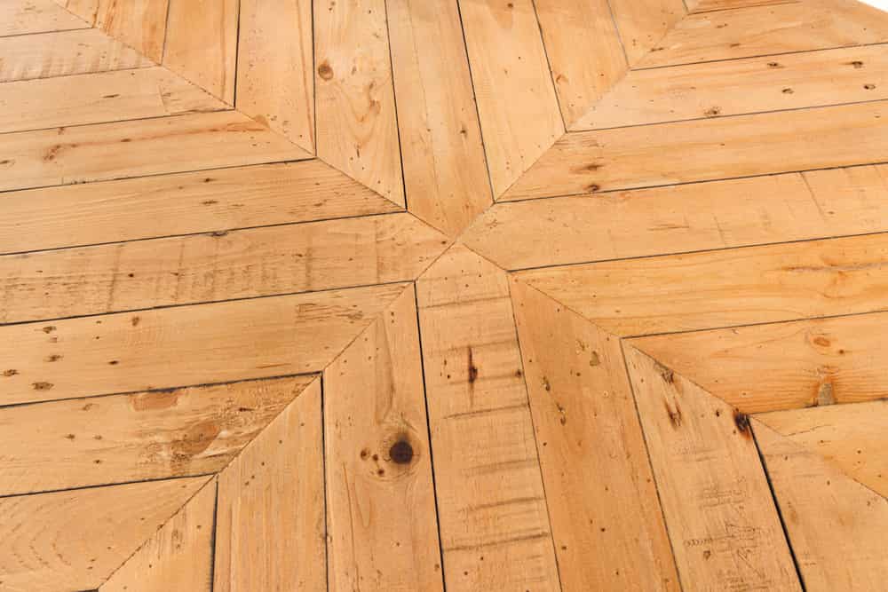 Massivholz Esstisch MOSAIK 160cm natur Pinienholz recycelt Sterngestell