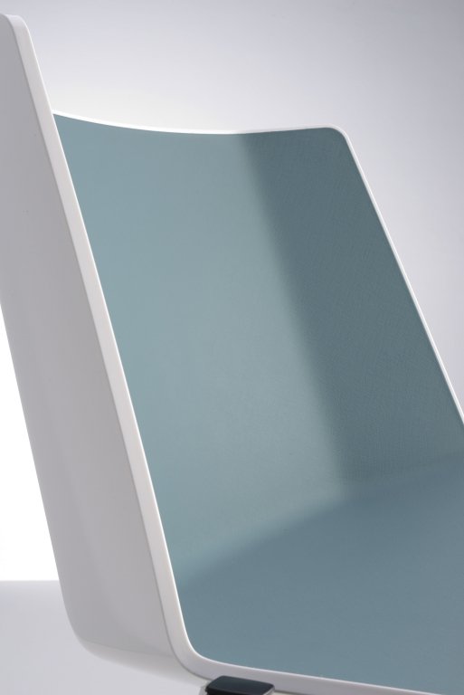 MDF Italia Aïku Sled stoel zonder armleuning, verchroomd, gloss white - sugar paper blue