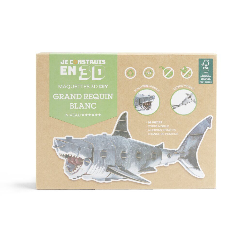 Maquette 3D requin enfant 99 pièces 44x25xH16cm
