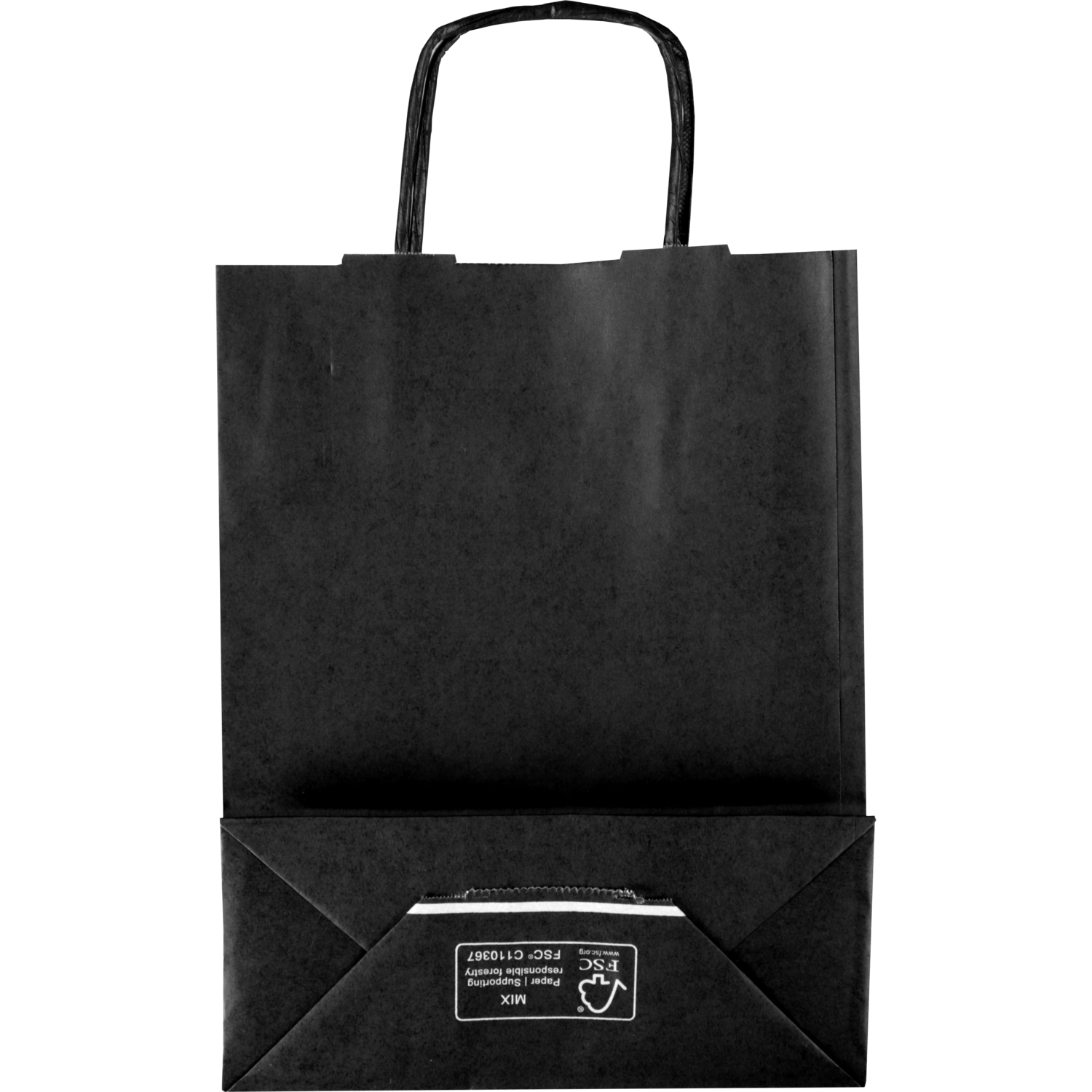 Tas, Kraftpapier, gedraaid papieren koord, 18x 8x24cm, draagtas, zwart
