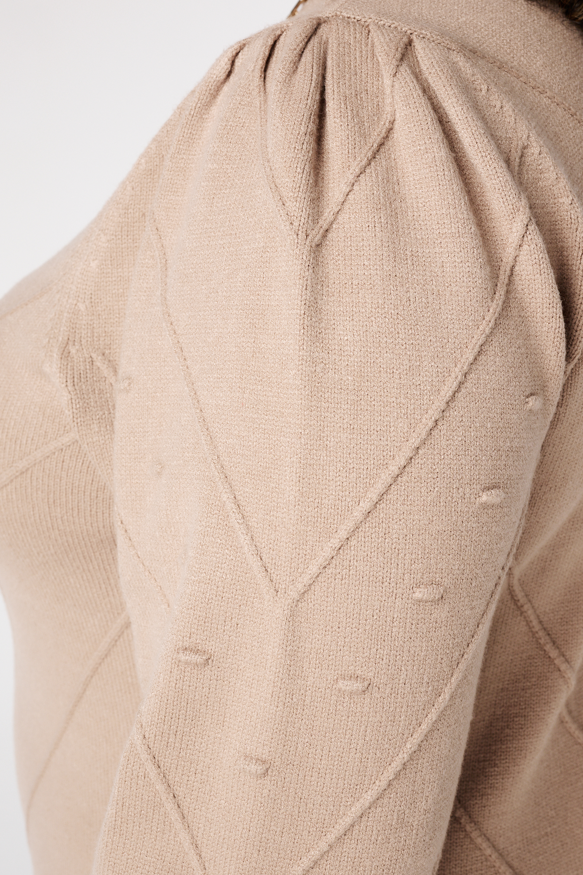 Gebreide jurk met ballonmouwen Licht taupe