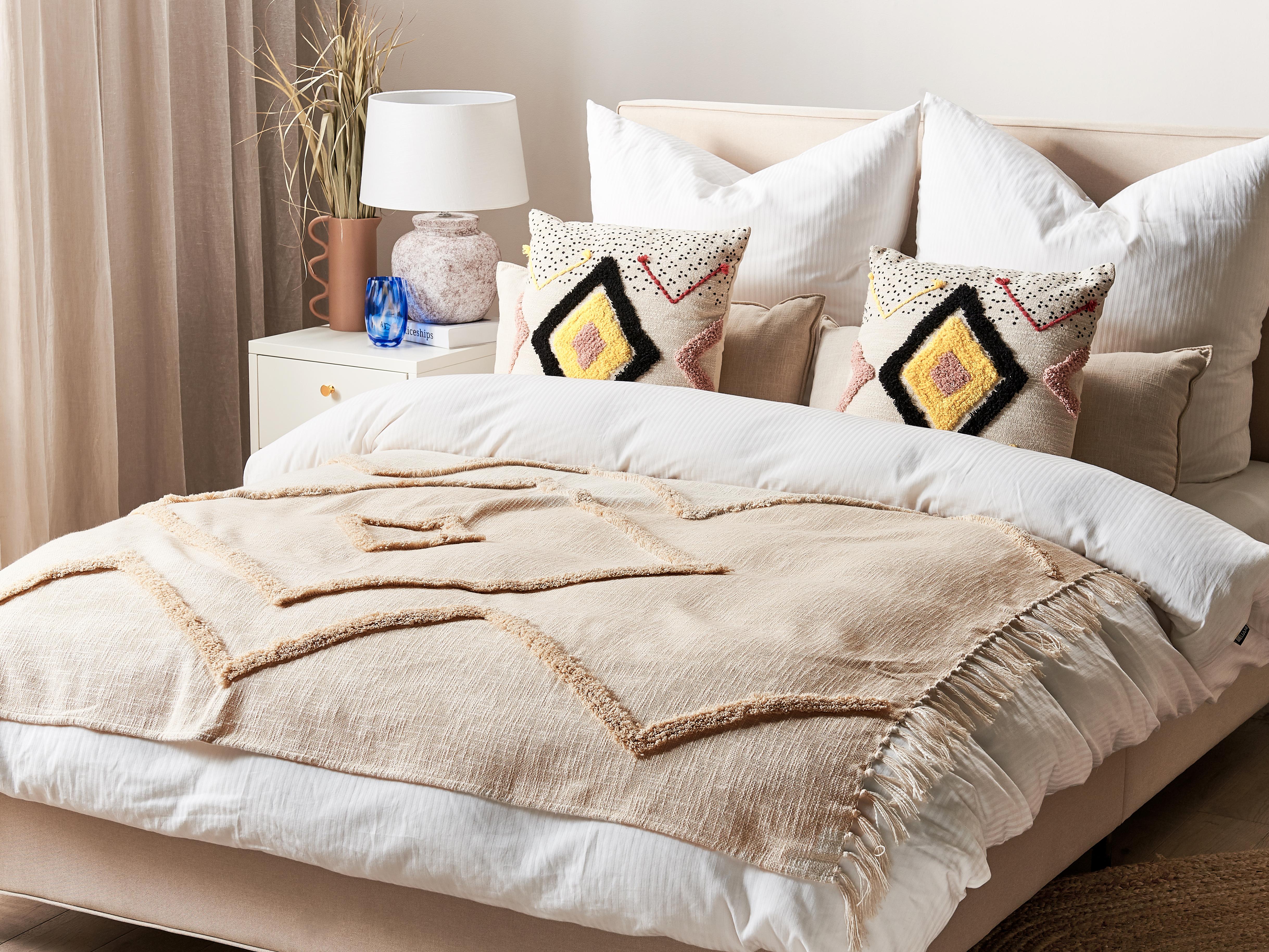 Plaid JAUNPUR Katoen 130 x 180 cm Beige