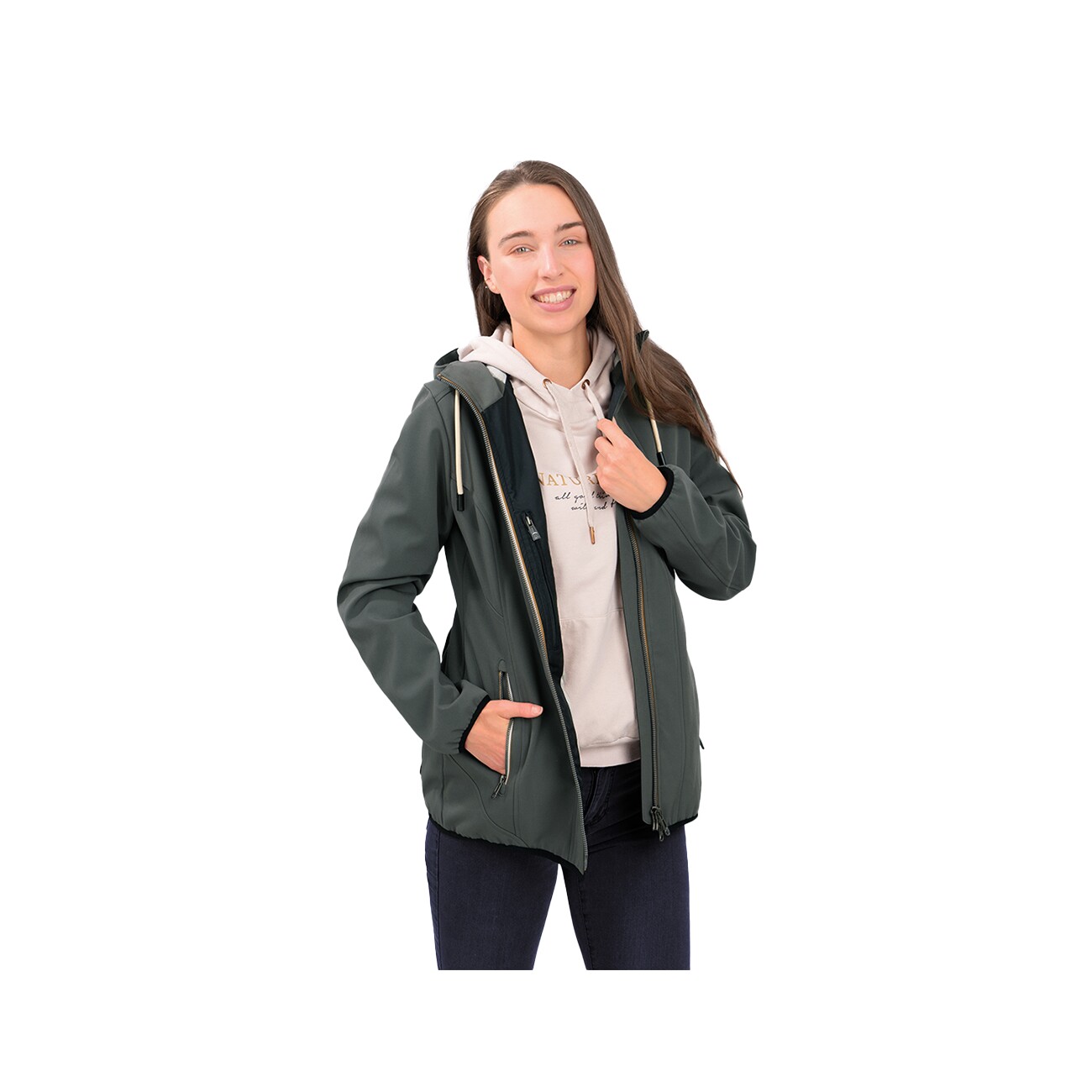 Knuffelwuff Damen Softshell Jacke Manhattan khaki 38 - EU