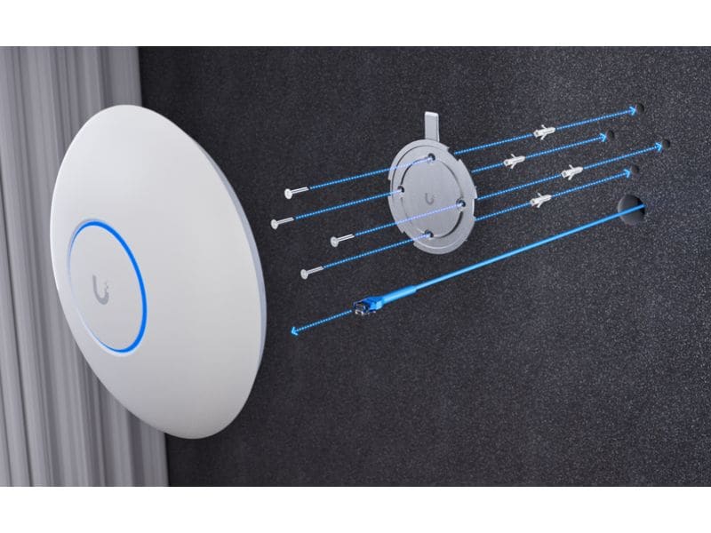 Ubiquiti Access Point UniFi U7-LR Kompakter, deckenmontierter WiFi 7 AP mit 5 räumlichen Streams und erweiterter Signalreichweite (ohne PoE Injector)