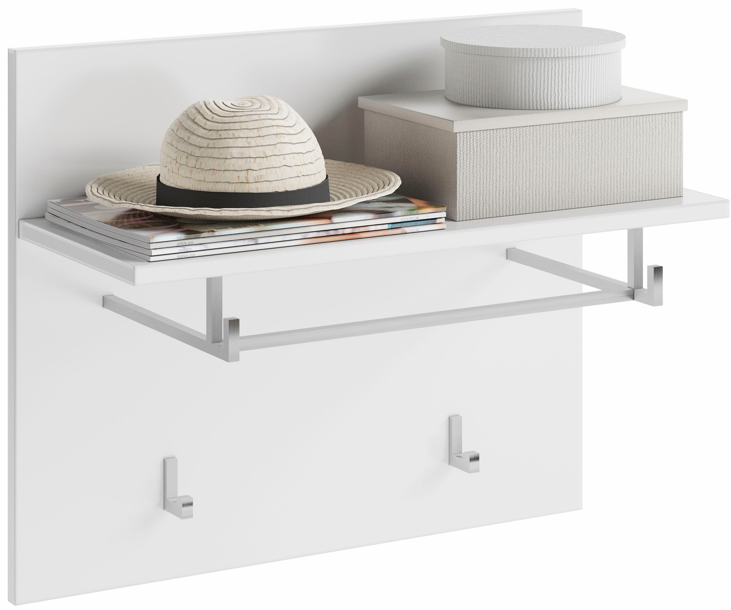 INOSIGN Garderobenpaneel »Malmö, Breite 60 cm, 2 Haken, 1 Kleiderstange, 1 Ablageboden« Wandpaneel, Paneel, Wandhaken, Wandboard