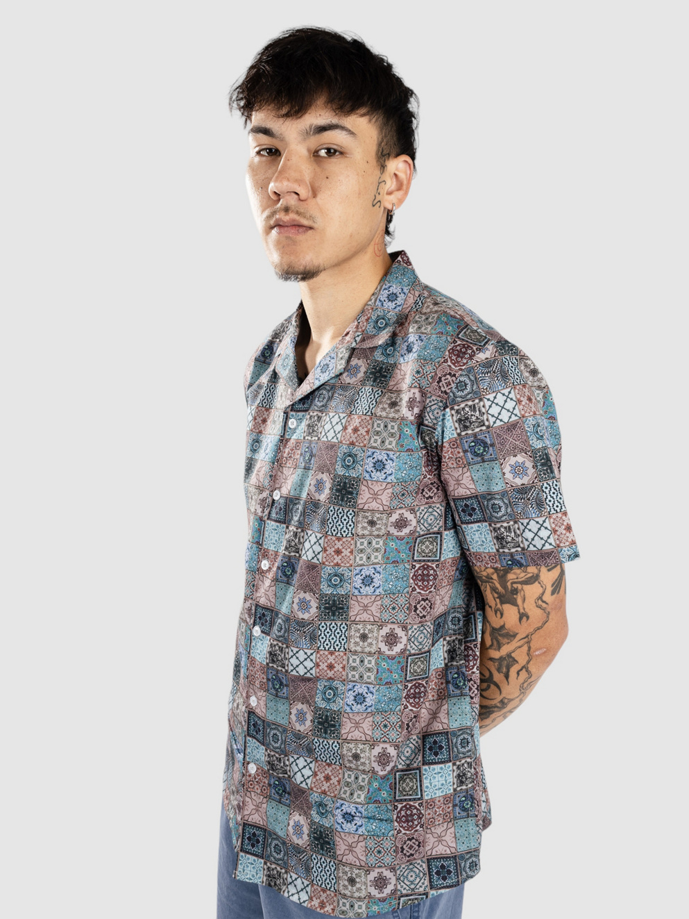 Anerkjendt Akleo S-S Poplin Aop Shirt baby blue