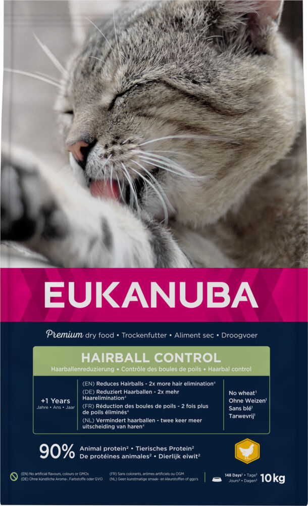 Eukanuba Adult Hairball Control- Kattenvoer - 10 Kilogram - kip