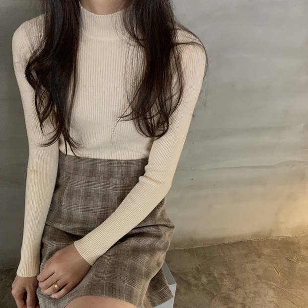 Maido - Gebreide top met lange mouwen en mock-neck