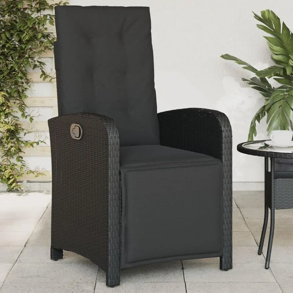 vidaXL - Verstelbare tuinstoelen - Kussens - Zwart - Poly rattan - 2 stuks