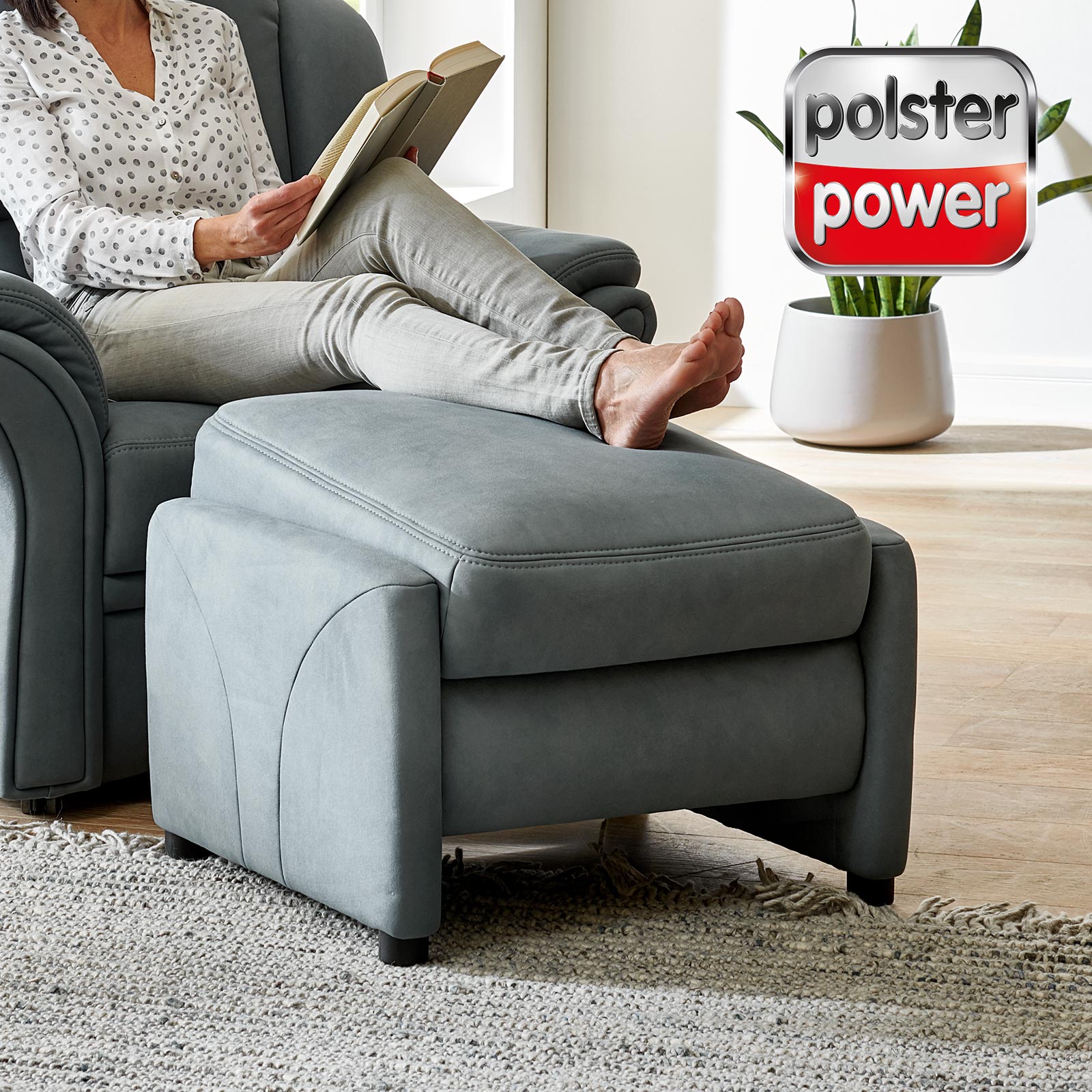 Relaxhocker - grau-blau - Microfaser - verstellbar