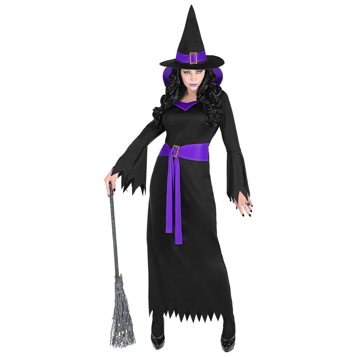 Halloween Jurk Zwart Paars Dames Heks