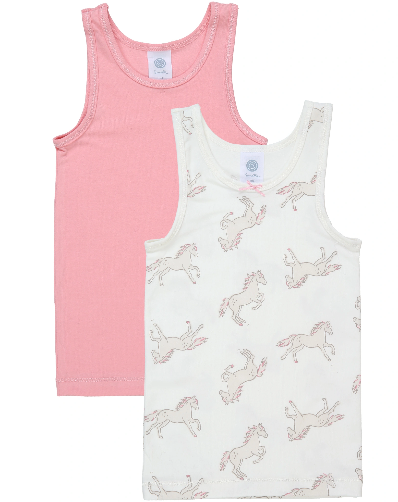 Unterhemd HELLO HORSE 2er-Pack in weiß/rosa