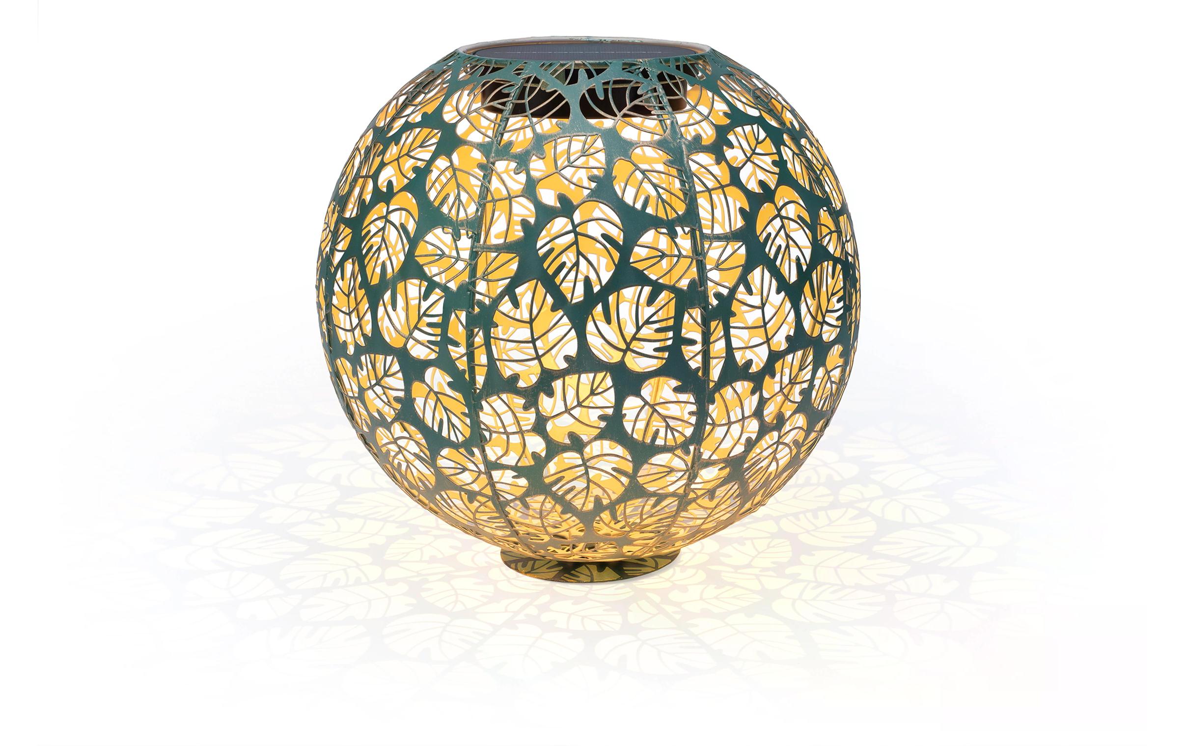 Windlicht Solar Antic Ball Monstera Ø 30 cm, DunkelgrünSolarleuchte zum Aufstellen