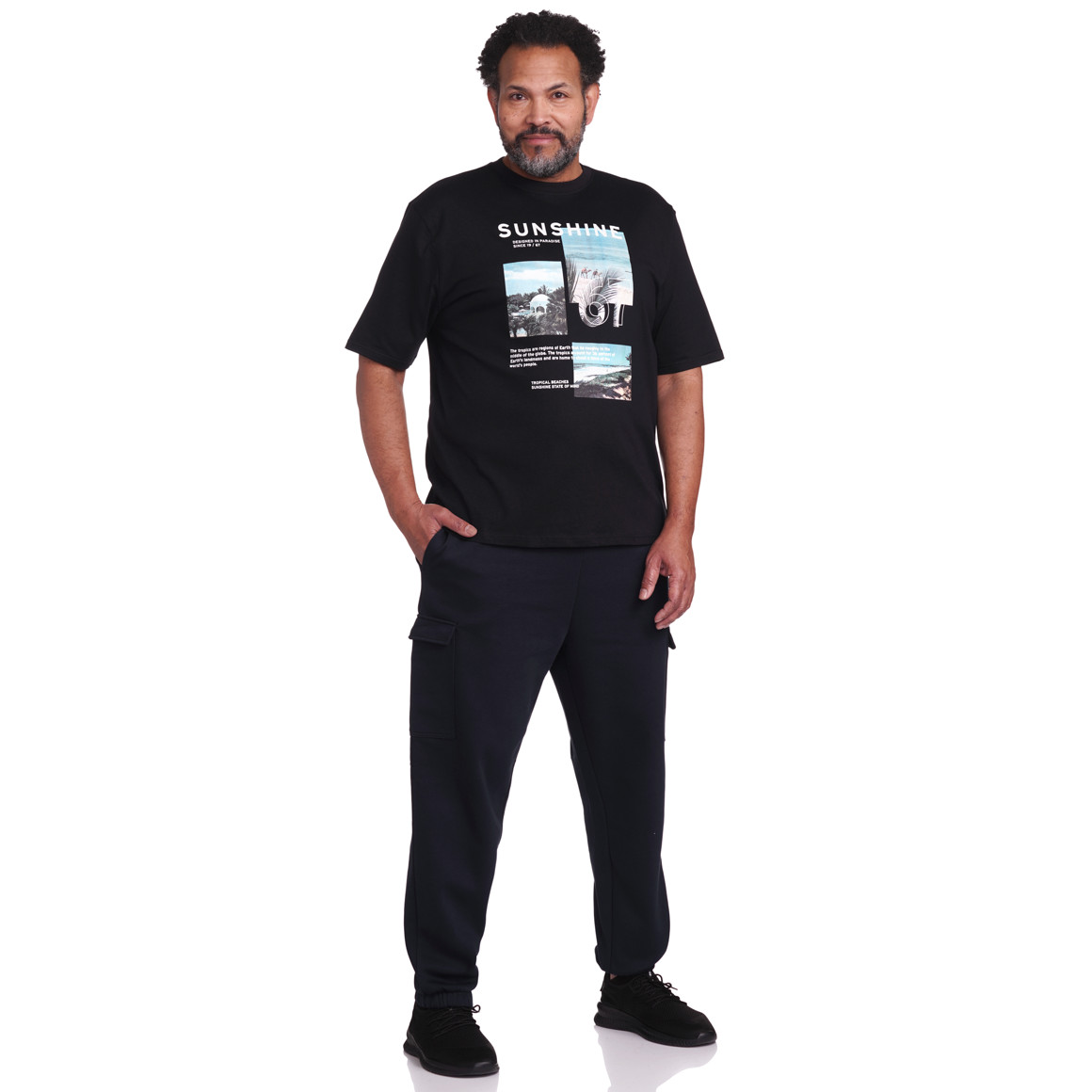 VanVaan Herren-T-Shirt mit großem Print schwarz