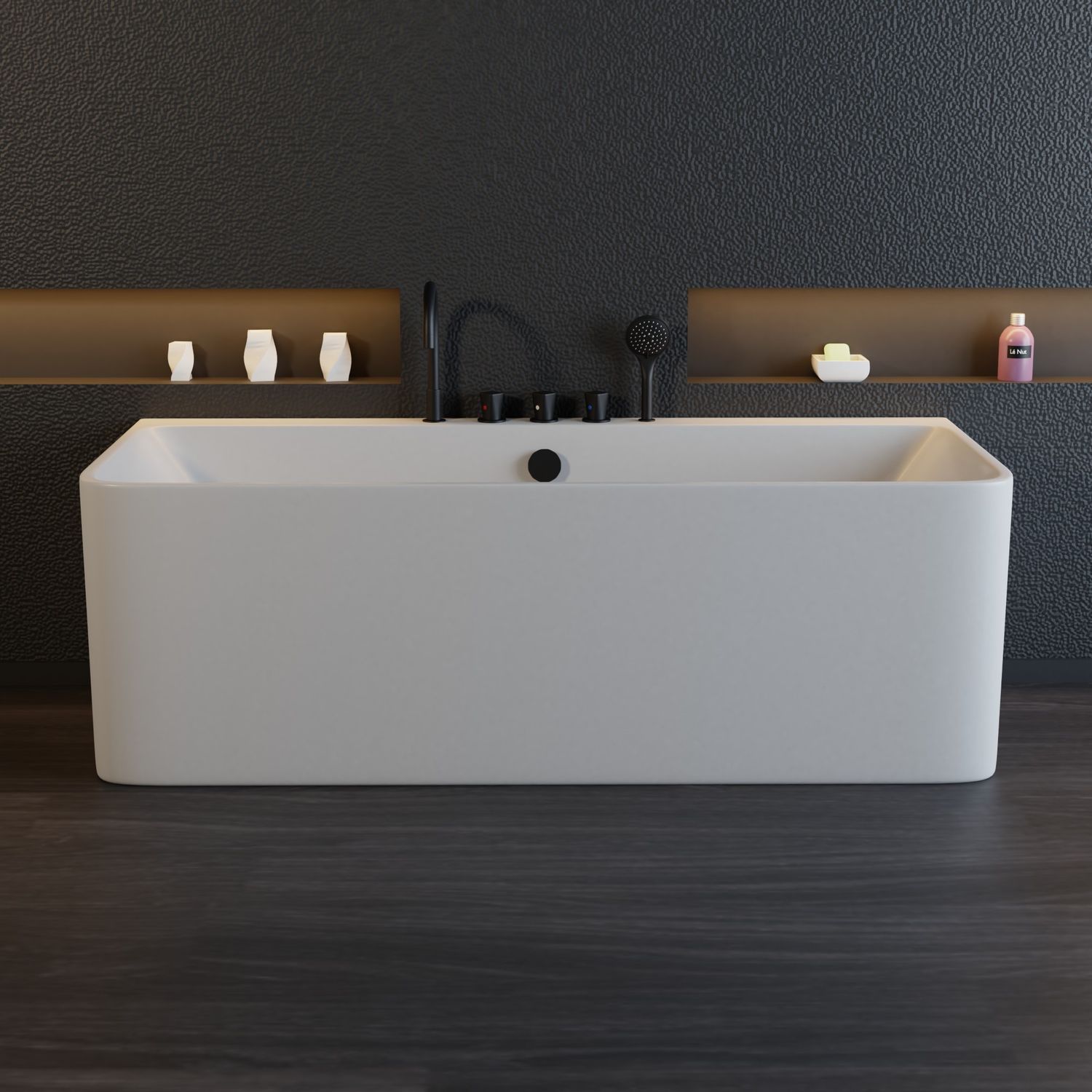 TroniTechnik® Badewanne SARIA Maße ca. 170 x 80 x 58cm Wanne, inkl. schwarze Armatur - Füllmenge 195 Liter,Acryl, Siphon