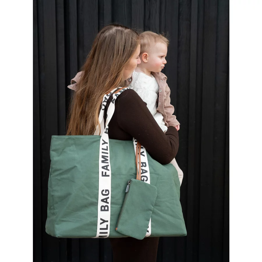 CHILDHOME Wickelrucksack Family Bag Signatur Canvas Grün