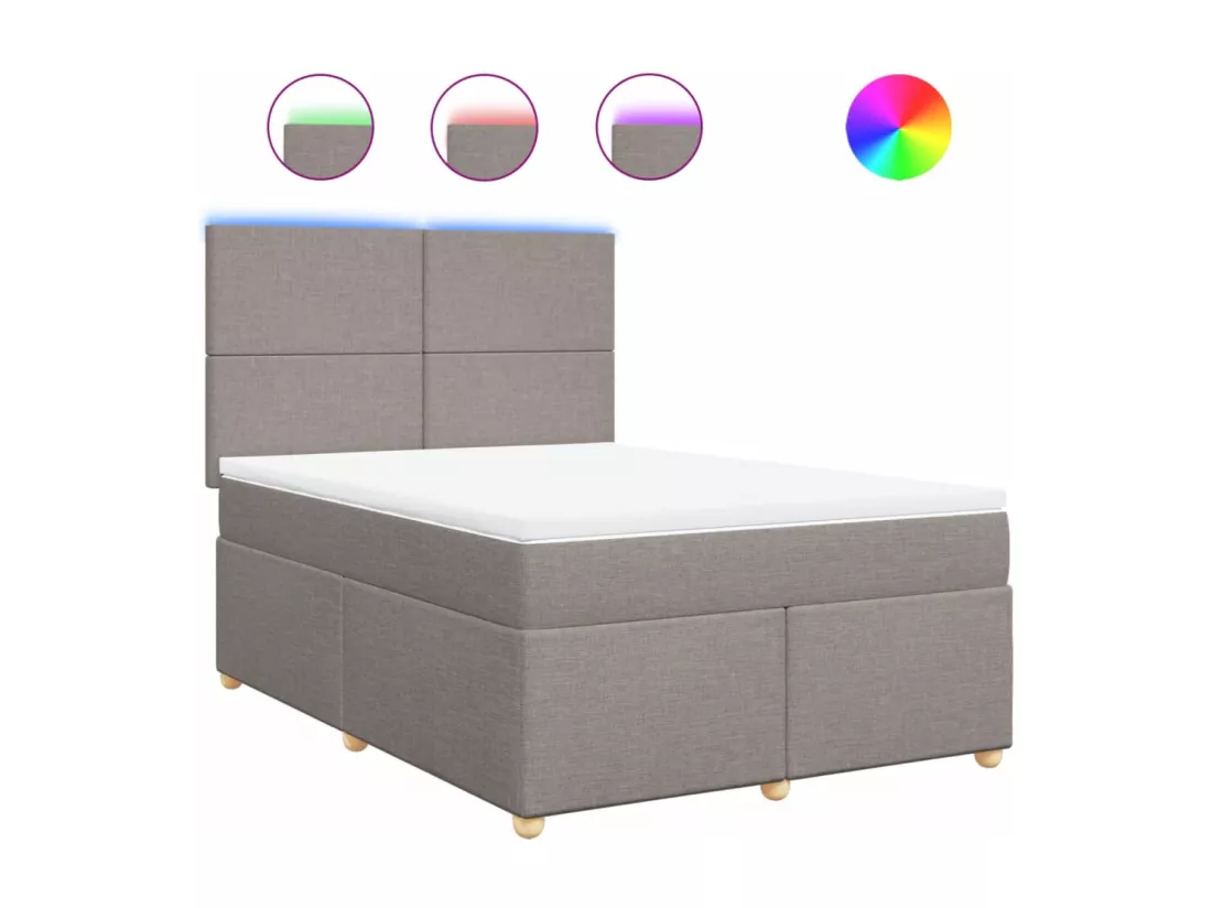 Sommier à lattes de lit avec matelas Taupe 160x200 cm Tissu