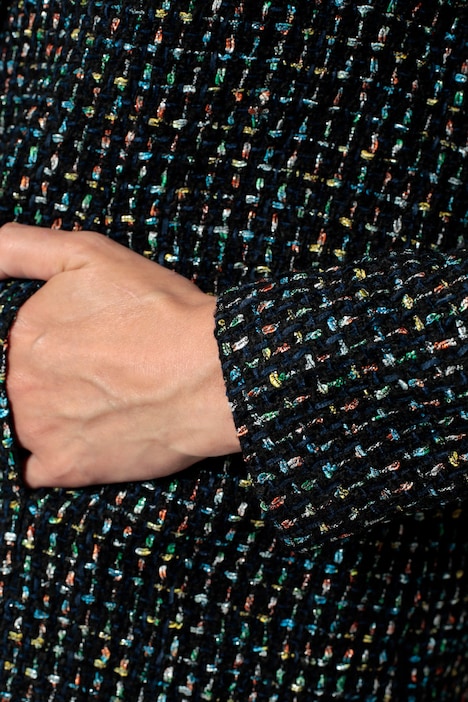 Bouclé-Blazer, figurumspielend, Multicolor-Muster, Schmuckknöpfe