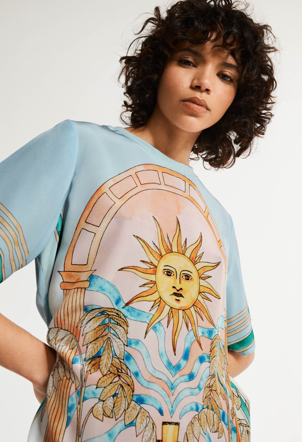 Robe t-shirt soie printee