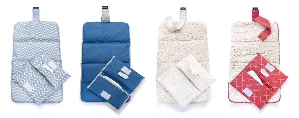 Napper combi: verschoonmatje + luieretui silver grey