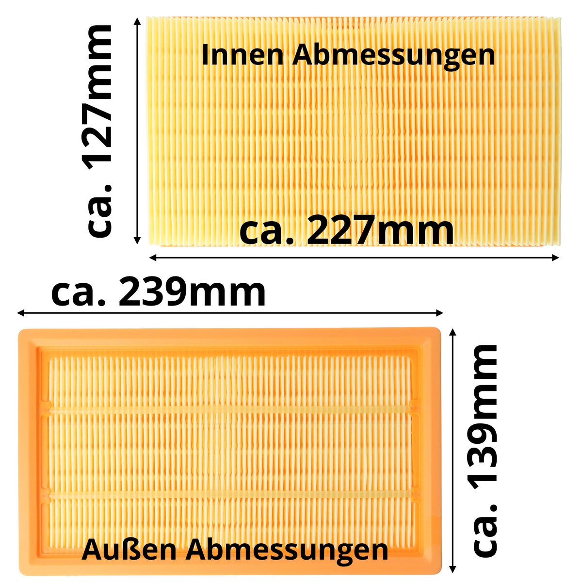 Stofzuigerfilter voor stofzuigers zoals Kärcher 6.904-367.0, 6.907-012-0, 6.907-012.0, 6.907-242.0, 6.907-455.0, vlak gevouwen filter