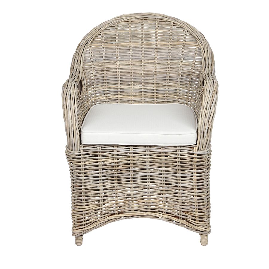 Rattansessel Athena mit Sitzkissen 4er-Set Natural-Grey