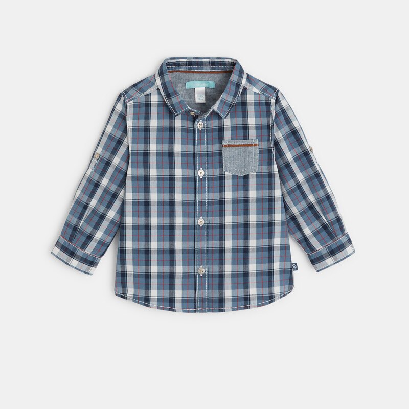 Chemise à carreaux bleue bébé garçon Bleu